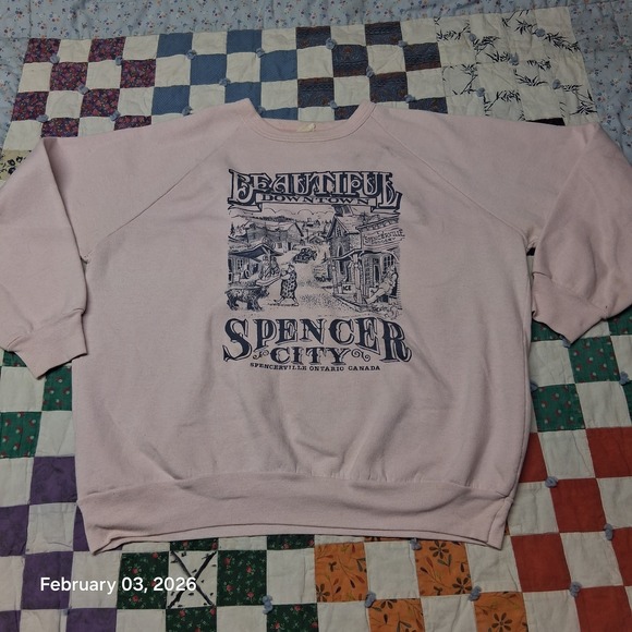 The Unbranded Brand Tops - Vintage Downtown Spencer City Canada Pink Sweatshirt Size Large